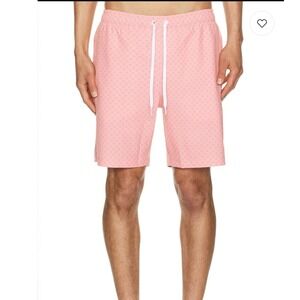 Rhone Mens 7.5" R&R Swim Trunk Pressed Rose Micro Geo Pink Shorts M NEW Beach